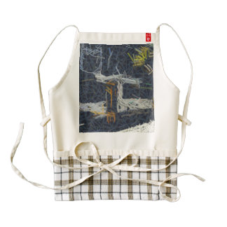 Train moving in snow zazzle HEART apron