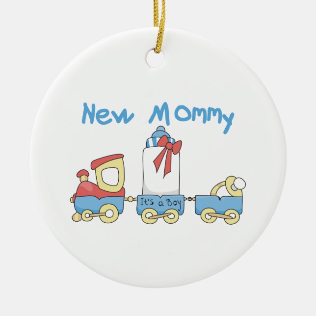 Train New Mommy It's a Boy Gifts Ceramic Ornament (Front)