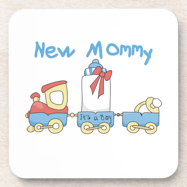 Train New Mommy It's a Boy Gifts Coaster (Front)