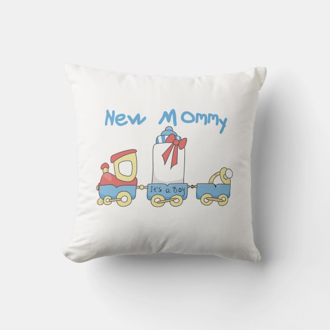 Train New Mommy It's a Boy Gifts Throw Pillow (Front)