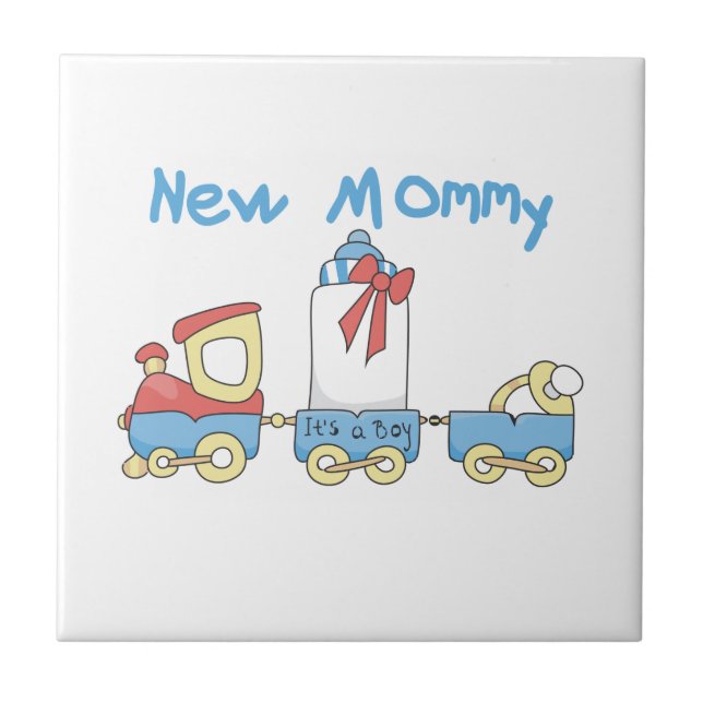 Train New Mommy It's a Boy Gifts Tile (Front)