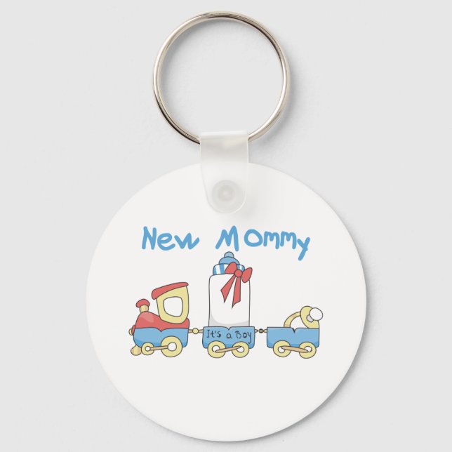 Train New Mommy of Boy tshirts and Gifts Keychain (Front)