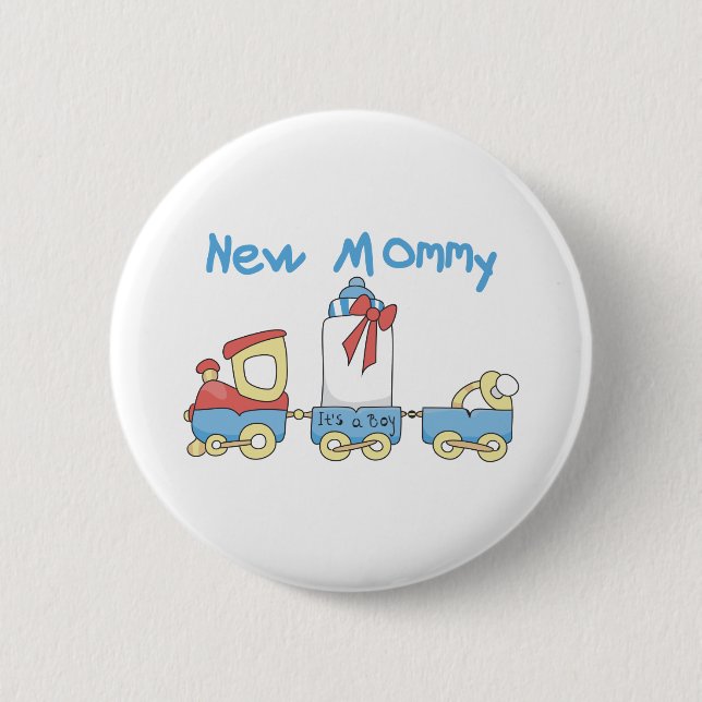 Train New Mommy of Boy tshirts and Gifts Pinback Button (Front)