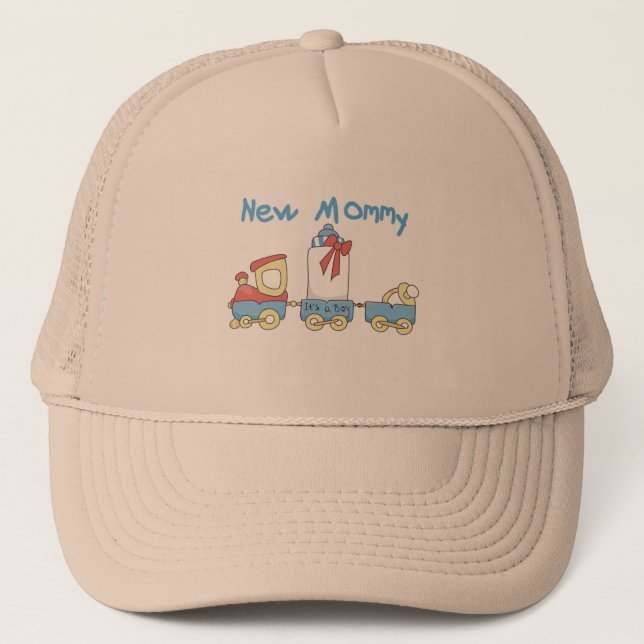 Train New Mommy of Boy tshirts and Gifts Trucker Hat (Front)