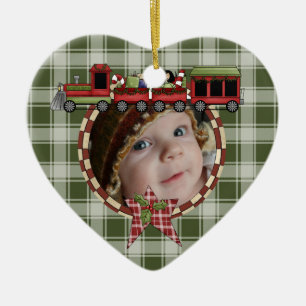 Train on Plaid Holiday Keepsake Ornament
