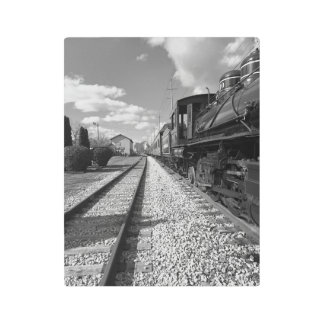 Train on the rails metal print