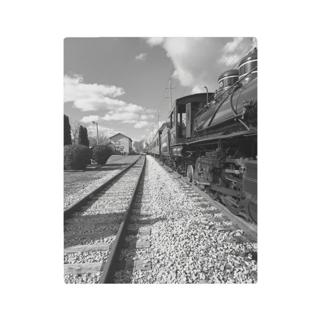 Train on the rails metal print (Front)