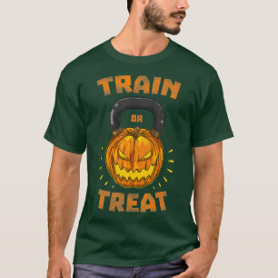 Train Or Treat Pumpkin Kettlebell Halloween T-Shirt