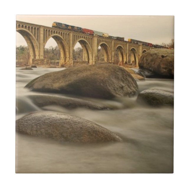 Train over James River Ceramic Tile (Front)