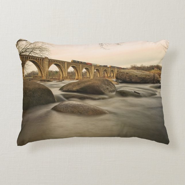 Train over James River Decorative Pillow (Front)