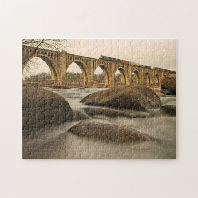 Train over James River Jigsaw Puzzle (Horizontal)