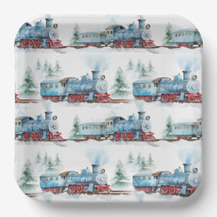 Train Paper Plates, Locomotive Party Tableware Plates