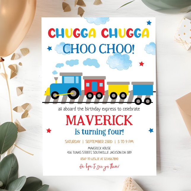 Train Party Kids Boy Birthday Invitation (Creator Uploaded)