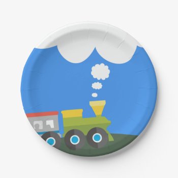 Train Party Paper Plates by capturedbyKC at Zazzle