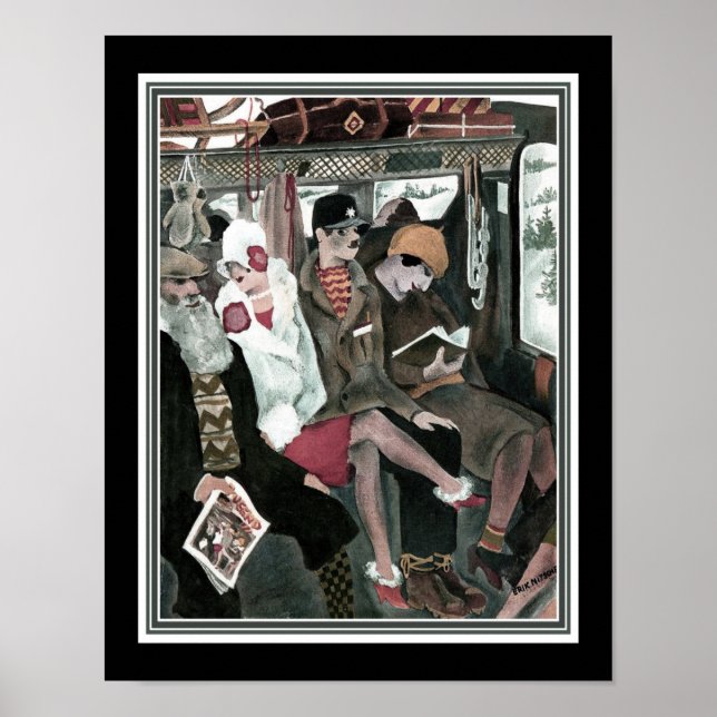 "Train Passengers" 1922 Art Deco Poster (Front)