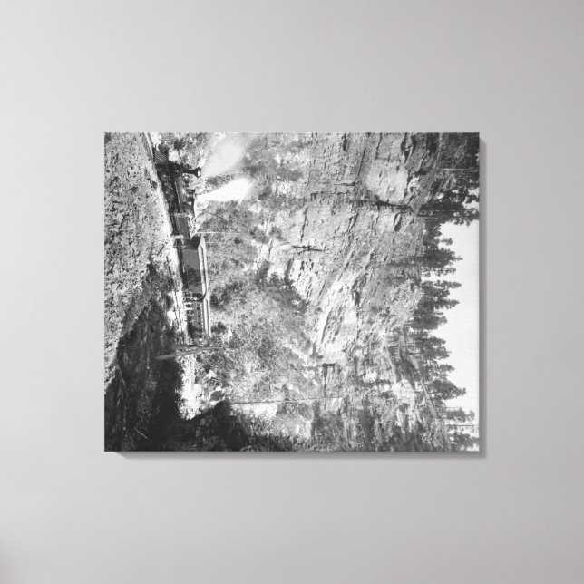 Train Passes through Elk Canyon near Canvas Print (Front)