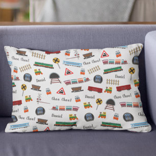 Train Pattern Little Boy First Name Choo Choo Kids Accent Pillow