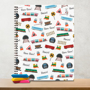 Train Pattern Little Boy First Name Choo Choo Kids Notebook
