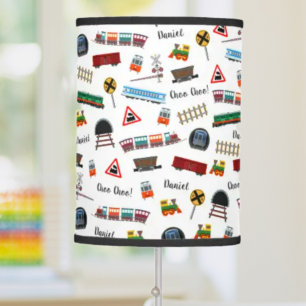Train Pattern Little Boy First Name Choo Choo Kids Table Lamp