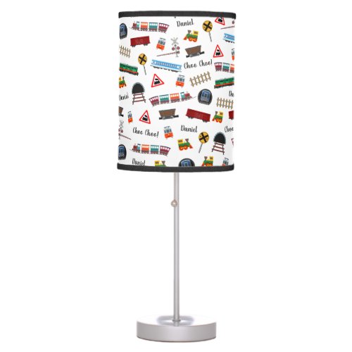 Train Pattern Little Boy First Name Choo Choo Kids Table Lamp