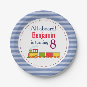 Train Personalized Any Age Birthday Paper Plates