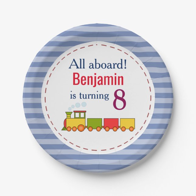 Train Personalized Any Age Birthday Paper Plates (Front)