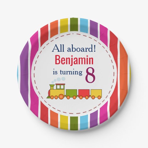 Train Personalized Any Age Birthday Paper Plates