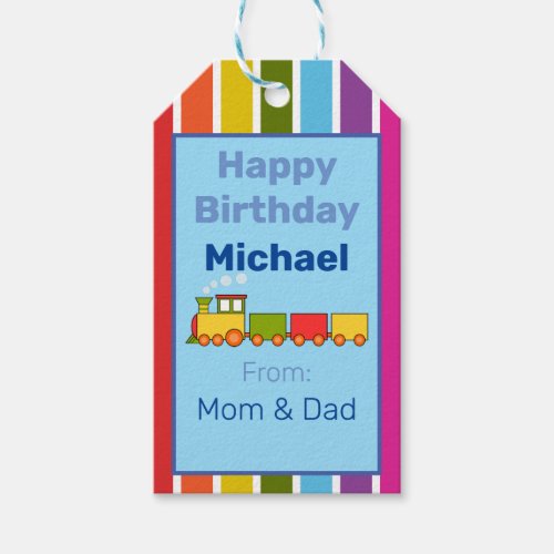 Train Personalized Birthday Gift Tags