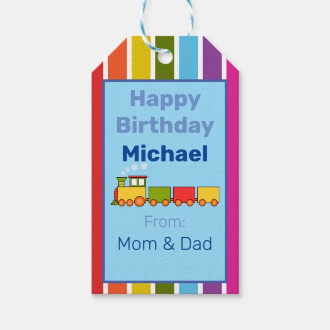 Train Personalized Birthday Gift Tags (Front)