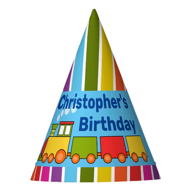 Train Personalized Birthday Party Hat (Front)
