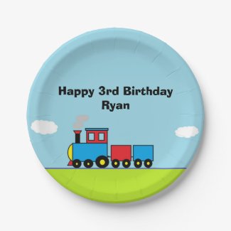 "Train" Personalized Paper Plates 7 Inch Paper Plate