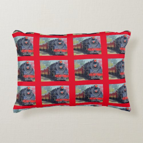 Train  Print  Kids Room Accent Pillow