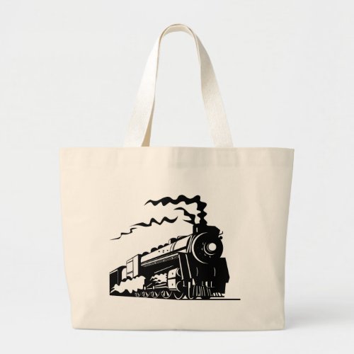 Train Print Large Tote Bag