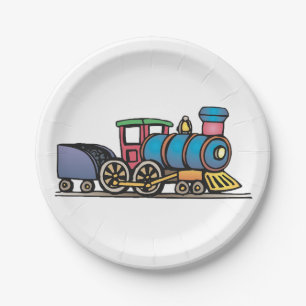 Train Pulling Coal Paper Plates