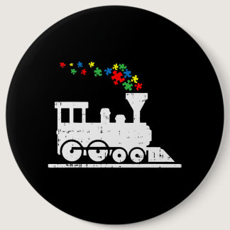 Train Puzzle Piece Autism Awareness Cute Boys Kids Button