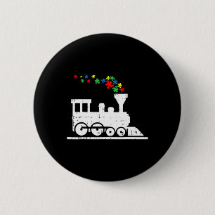 Train Puzzle Piece Autism Awareness Cute Boys Kids Button