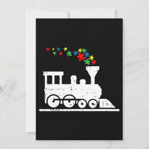 Train Puzzle Piece Autism Awareness Cute Boys Kids Invitation