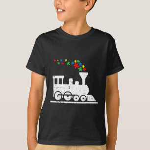 Train Puzzle Piece Autism Awareness Cute Boys Kids T-Shirt