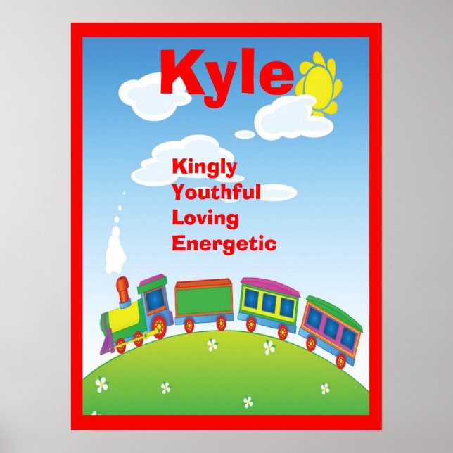 Train Railroad Boys Any Name Art Print Room Decor (Front)