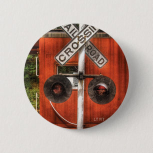 Train - RailRoad Crossing Pinback Button
