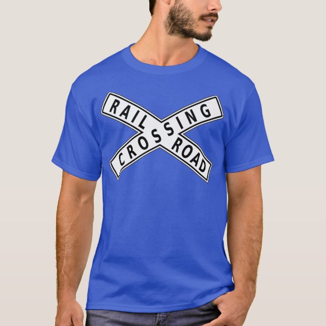 Train Railroad Crossing Sign Premium T-Shirt (Front)