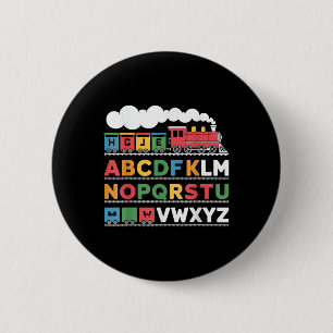 Train Railroad Lover Abc Alphabet A-z Abcs Kinderg Button