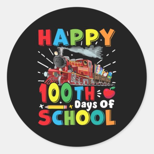 Train Railroad Lovers Tee Boys 100 Days Of School  Classic Round Sticker