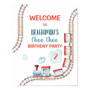 Train Railroad Vintage Rail Boy Birthday Welcome Poster