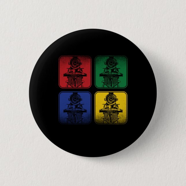 Train RGBY Locomotive Train Driver Operator Gift Button (Front)