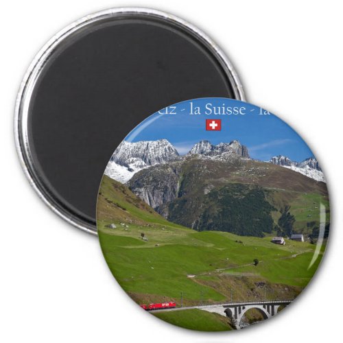 Train Ride through the Swiss Alps Magnet