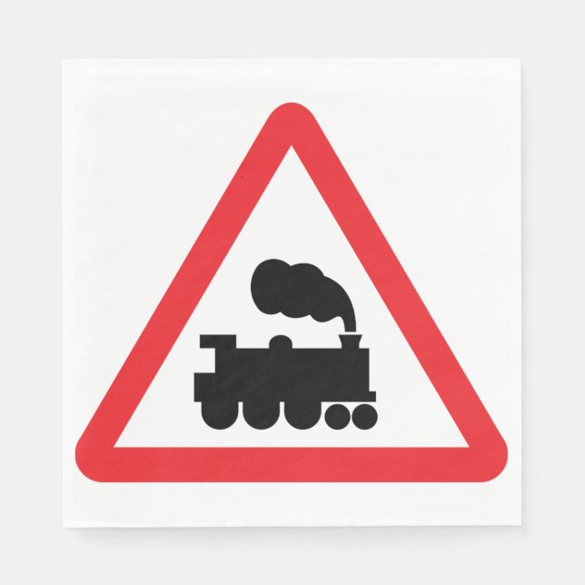Train Road Sign Paper Napkins (Front)