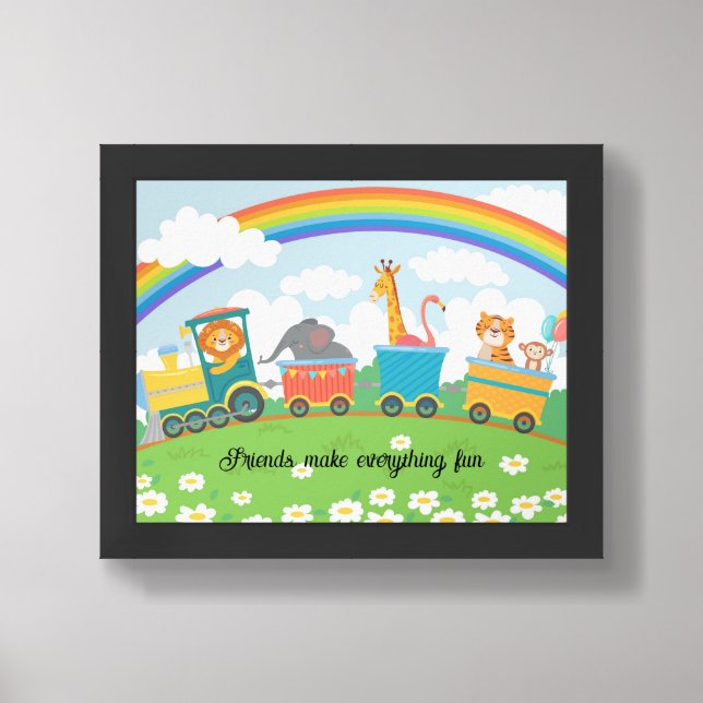 Train Safari Baby Nursery or Child's Room Framed Art (Framed Front)