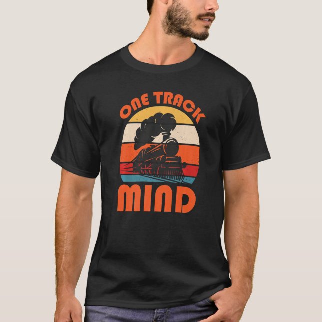 Train Saying Slogan - One Track Mind Premium T-Shirt (Front)