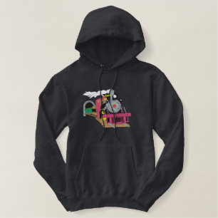 Train Scene Embroidered Hoodie